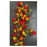 Large Fall Decor Lot with Gingham Pumpkins, Halloween Bucket, Faux Leaves, Flowers, and Candles