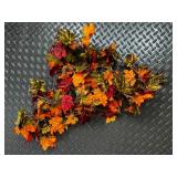 Large Fall Decor Lot with Gingham Pumpkins, Halloween Bucket, Faux Leaves, Flowers, and Candles