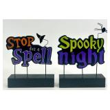 Halloween Witch Doll with Fabric Pumpkins and Spooky Signs Set