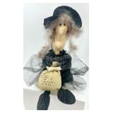 Halloween Witch Doll with Fabric Pumpkins and Spooky Signs Set