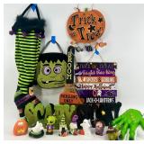 Halloween Decoration Including Signs, Witch Figures, and Decor Accents