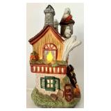 Set of 3 Lighted Halloween Village Houses with Ghost and Pumpkin Designs