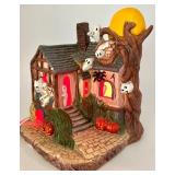 Set of 3 Lighted Halloween Village Houses with Ghost and Pumpkin Designs