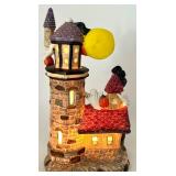 Set of 3 Lighted Halloween Ceramic Village Houses