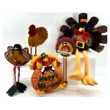 Thanksgiving Turkey Shelf Sitters with Plush and Wooden Figures