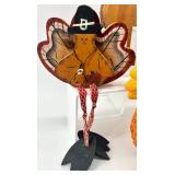 Thanksgiving Turkey Shelf Sitters with Plush and Wooden Figures