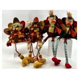Set of 4 Plush Thanksgiving Turkey Shelf Sitters