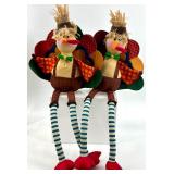 Set of 4 Plush Thanksgiving Turkey Shelf Sitters