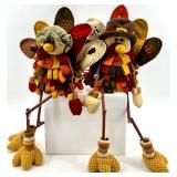 Set of 4 Plush Thanksgiving Turkey Shelf Sitters