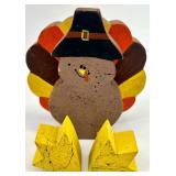 Collection of Thanksgiving Wooden and Resin Turkey Decor Figures