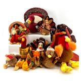 Collection of Plush and Fabric Turkey Decorations