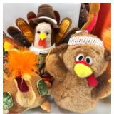 Collection of Plush and Fabric Turkey Decorations