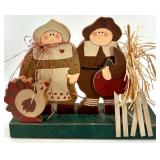 Thanksgiving Decor Collection with Wooden Turkeys and Pilgrims