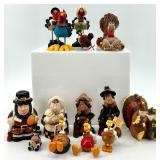 Thanksgiving Turkey and Pilgrim Figurine Collection