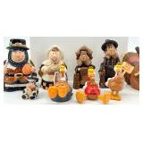Thanksgiving Turkey and Pilgrim Figurine Collection