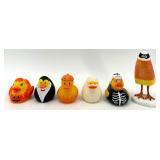Halloween and Thanksgiving Decor Set with Framed Cross Stitch, Rubber Ducks, and Garland