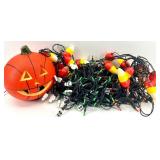 Halloween Lighted Pumpkin Basketball, Candy Corn, and Skull String Lights Set