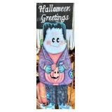 Set of 3 Halloween Canvas Decorations with Witch, Ghost, and Pumpkin Designs