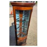Wooden and Glass Tall Corner Display Cabinet w/ 4 glass shelves and mirrors Wooden and Glass Tall Corner Display Cabinet w/ 4 glass shelves and mirrors