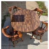 Table and one extra leaf 4 solid wooden Chairs Table and one extra leaf 4 solid wooden Chairs