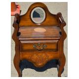 Miniature Antique Wooden Vanity with Mirror and Drawer Miniature Antique Wooden Vanity with Mirror and Drawer