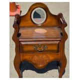Miniature Antique Wooden Vanity with Mirror and Drawer Miniature Antique Wooden Vanity with Mirror and Drawer