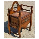 Miniature Antique Wooden Vanity with Mirror and Drawer Miniature Antique Wooden Vanity with Mirror and Drawer