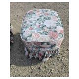 Pink, White and Green Floral-patterned Chair and Footstool Pink, White and Green Floral-patterned Chair and Footstool