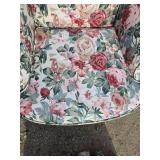 Pink, White and Green Floral-patterned Chair and Footstool Pink, White and Green Floral-patterned Chair and Footstool