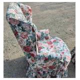 Pink, White and Green Floral-patterned Chair and Footstool Pink, White and Green Floral-patterned Chair and Footstool