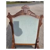 Antique Blue-cushioned Wooden Rocking Chair Antique Blue-cushioned Wooden Rocking Chair
