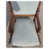 Antique Blue-cushioned Wooden Rocking Chair Antique Blue-cushioned Wooden Rocking Chair