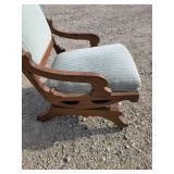 Antique Blue-cushioned Wooden Rocking Chair Antique Blue-cushioned Wooden Rocking Chair