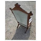 Antique Blue-cushioned Wooden Rocking Chair Antique Blue-cushioned Wooden Rocking Chair