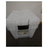Set of 3 Greenmade Instaview 45 Quart Multi-Use Storage Bins **one bin missing a latch** Set of 3 Greenmade Instaview 45 Quart Multi-Use Storage Bins **one bin missing a latch**