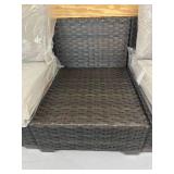 KATHY IRELAND River Brook Collection Lot of 4- K1043B-AS Patio Chairs with Cushions- Walnut Wicker KATHY IRELAND River Brook Collection Lot of 4- K1043B-AS Patio Chairs with Cushions- Walnut Wicker
