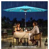 AckMizz 11ft Solar Umbrella Outdoor - Lighted Patio Umbrella with 40 LED Lights Waterprool Uv Protection, Table Umbrella with Tilt & Crank for Pool, Porch, Garden, Deck, Backyard(Sky Blue) AckMizz 11ft Solar Umbrella Outdoor - Lighted Patio Umbrella with 40 LED Lights Waterprool Uv Protection, Table Umbrella with Tilt & Crank for Pool, Porch, Garden, Deck, Backyard(Sky Blue)