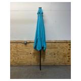 11 ft. Aluminum Market Solar Lighted Tilt Patio Umbrella with LED in Aqua Blue Solution Dyed Polyester 11 ft. Aluminum Market Solar Lighted Tilt Patio Umbrella with LED in Aqua Blue Solution Dyed Polyester