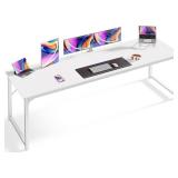 Huuger Computer Desk, 80 Inch Office Desk, Gaming Desk with Storage, Writing Desk Work Desk for Home Office, Study, Long Simple Desk, Large Legroom, Metal Frame, White Huuger Computer Desk, 80 Inch Office Desk, Gaming Desk with Storage, Writing Desk Work Desk for Home Office, Study, Long Simple Desk, Large Legroom, Metal Frame, White