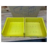 ULine - Lot of 6 - Yellow Plastic Stackable Bins 11 x 11 x 5 ULine - Lot of 6 - Yellow Plastic Stackable Bins 11 x 11 x 5