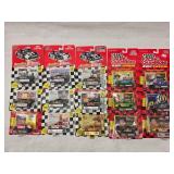 (15) 1/64 Scale Nascar Collectables Cars with Trading Card and Display Stand 93-97