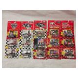 (15) 1/64 Scale Nascar Collectables Cars with Trading Card and Display Stand
