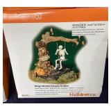 Dept. 56 Halloween Trio: "Taking Bones for a Walk", "Village Animated Swinging Skeleton" and "Resting My Bones"