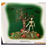 Dept. 56 Halloween Trio: "Taking Bones for a Walk", "Village Animated Swinging Skeleton" and "Resting My Bones"