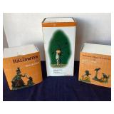 Dept. 56 Halloween Trio:"Killing Time"; "Halloween Ravens"; and "Black Cat Snack"