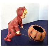 Brittany Lowe Halloween: Young Devil with Pumpkin Wheelbarrow