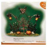 Trio of Dept. 56 Halloween: "Creepy Creek Bridge", “Haunted Outhouse" and "Gothic Gate"