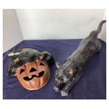 Paper Mache Black Cat and Jack-o-Lantern Mask