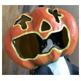 Paper Mache Black Cat with Jack-o-Lantern on Head