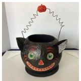 Dept. 56 Paper Mache Black Cat Candy Pail